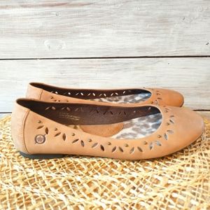 Born Brown Leather Cut Outs Flats Size 9